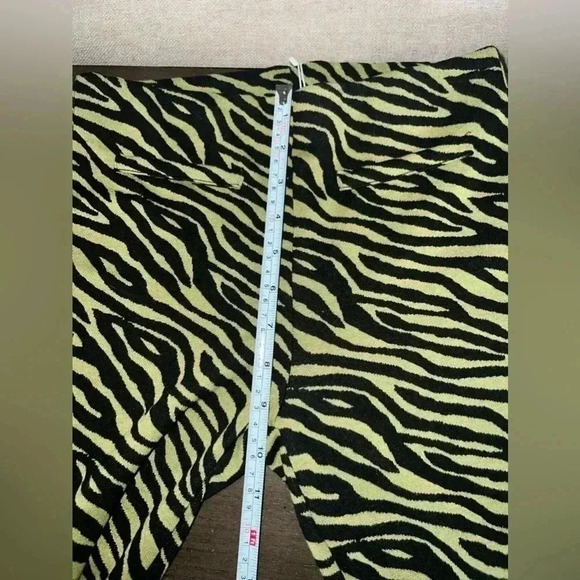 ZARA Zebra Print Jacquard Pants Green/Black Knit Sz S - Picture 13 of 14